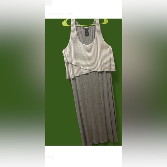Chelsea & Theodore Cream and Gray Maxi Dress - Picture 1 of 6